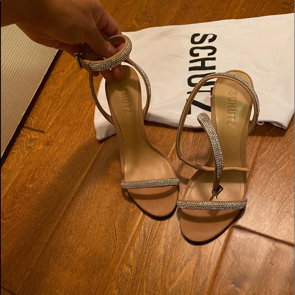 Ankle strap sparkly schutz sandals